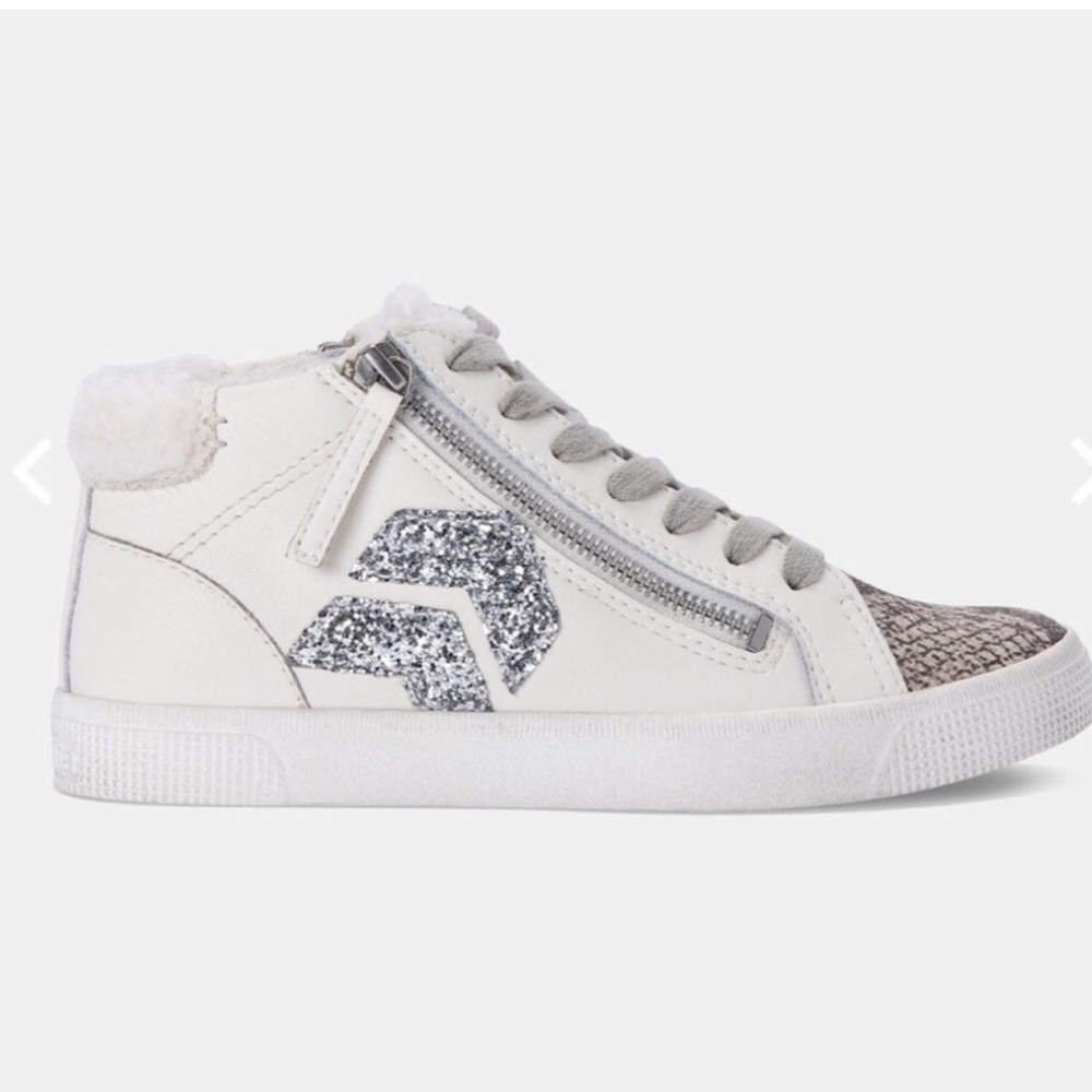 Dolce Vita Zonya Plush Sneakers Stone Multi Leather Sherpa Glitter